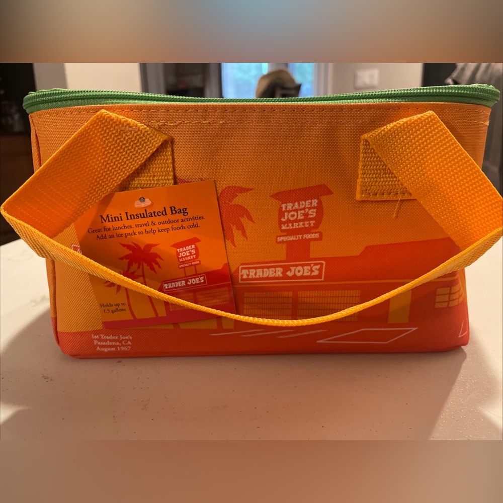 Trader Joe's Mini Insulated Lunch Tote Bag - Orange & Green